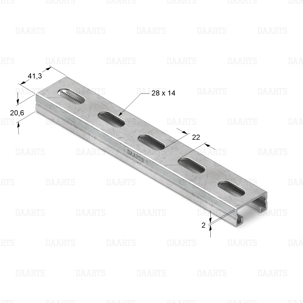 С размерами  Профиль монтажный  DAARTS DS MQL 41х21